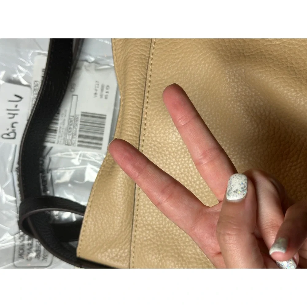 American Leather Co Satchel Macadamia Colorblock Triple Entry Pebbled Leather OS